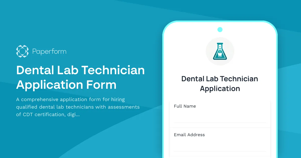 Dental Lab Technician Application Form
