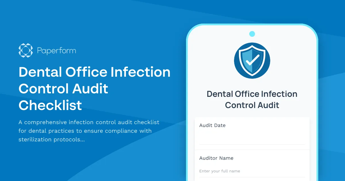 Dental Office Infection Control Audit Checklist