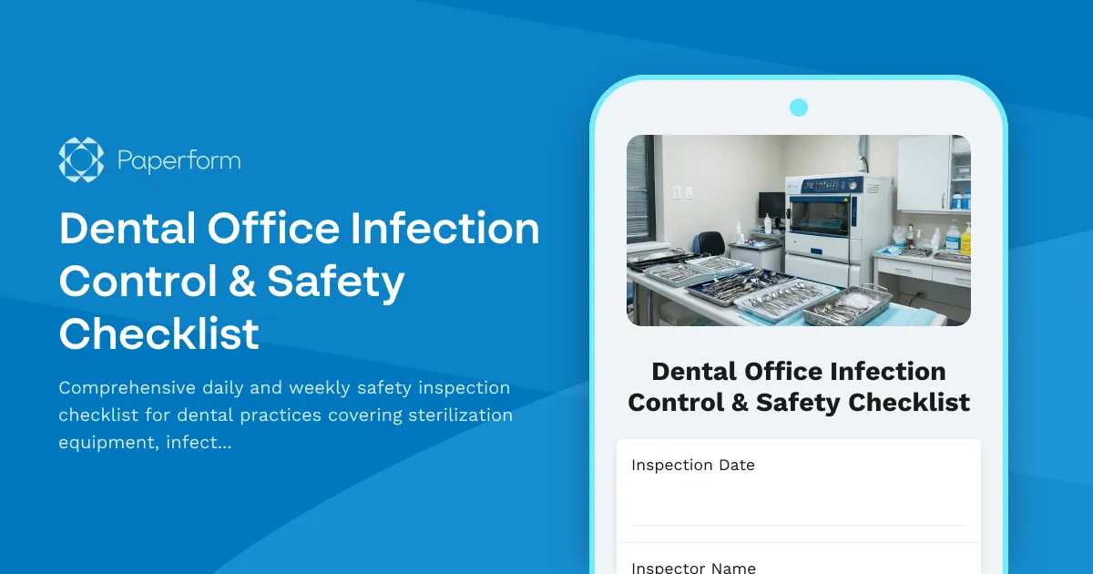 Dental Office Infection Control & Safety Checklist