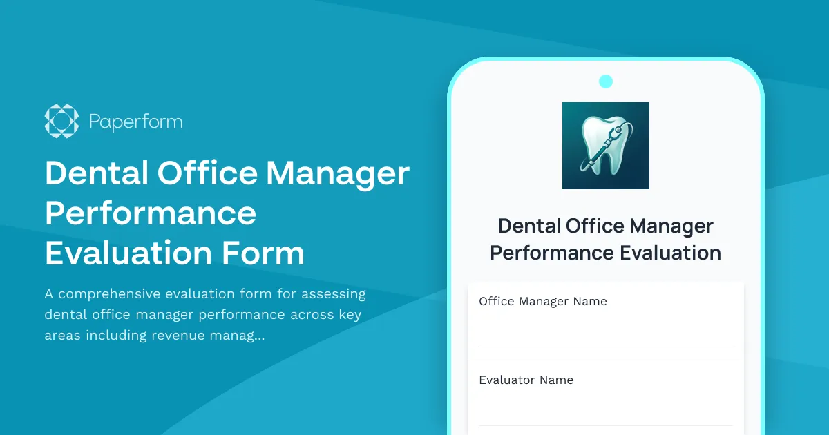 Dental Office Manager Performance Evaluation Form