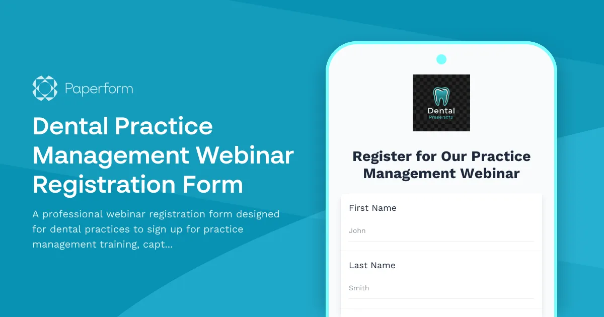 Dental Practice Management Webinar Registration Form