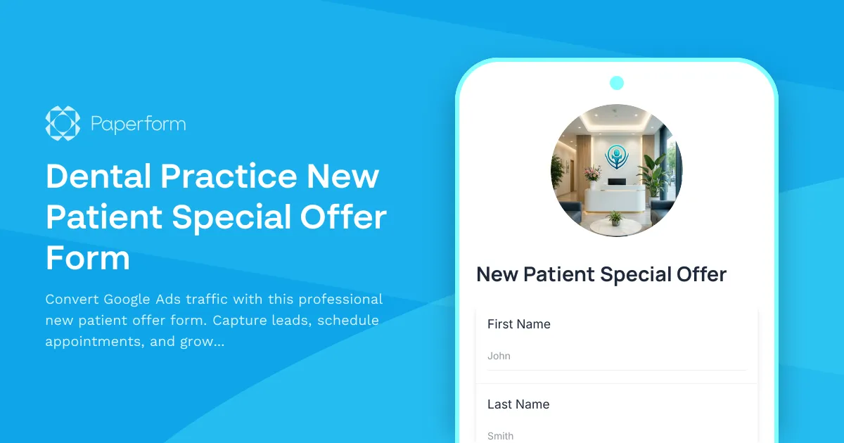Dental Practice New Patient Special Offer Form