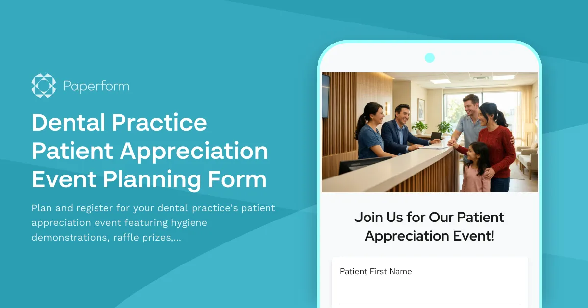 Dental Practice Patient Appreciation Event Planning Form