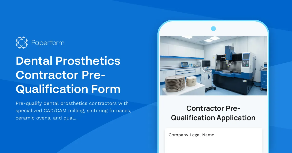 Dental Prosthetics Contractor Pre-Qualification Form