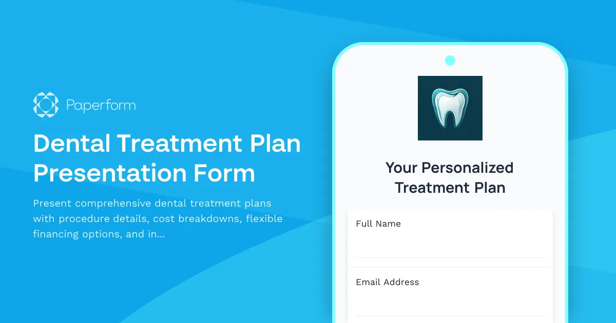 Dental Treatment Plan Presentation Form