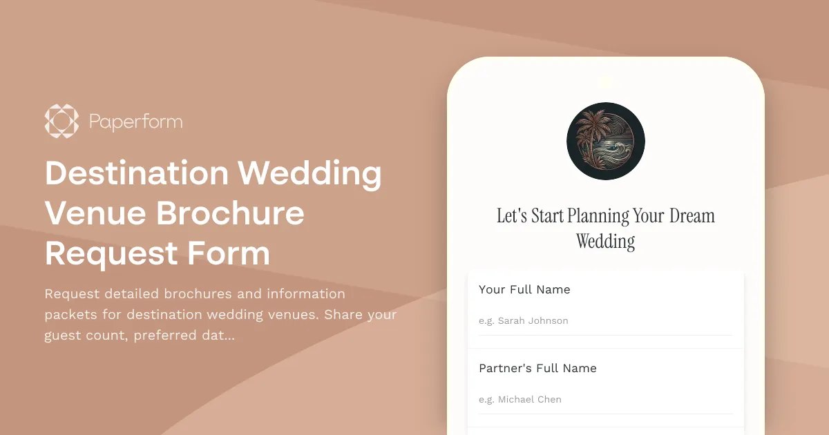 Destination Wedding Venue Brochure Request Form