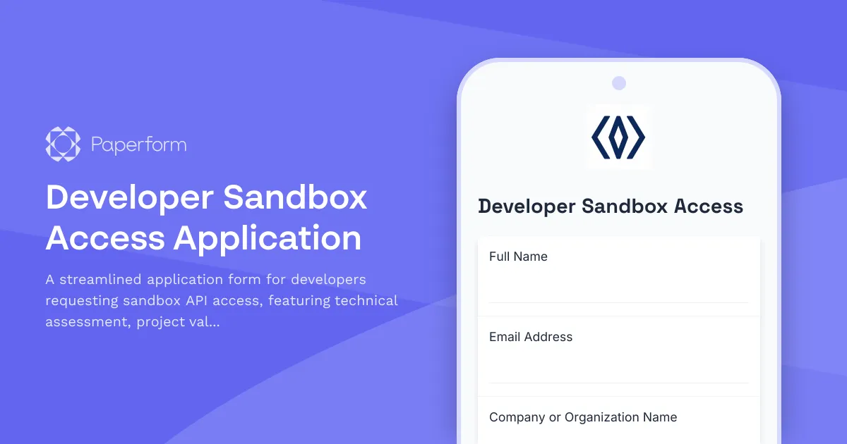 Developer Sandbox Access Application