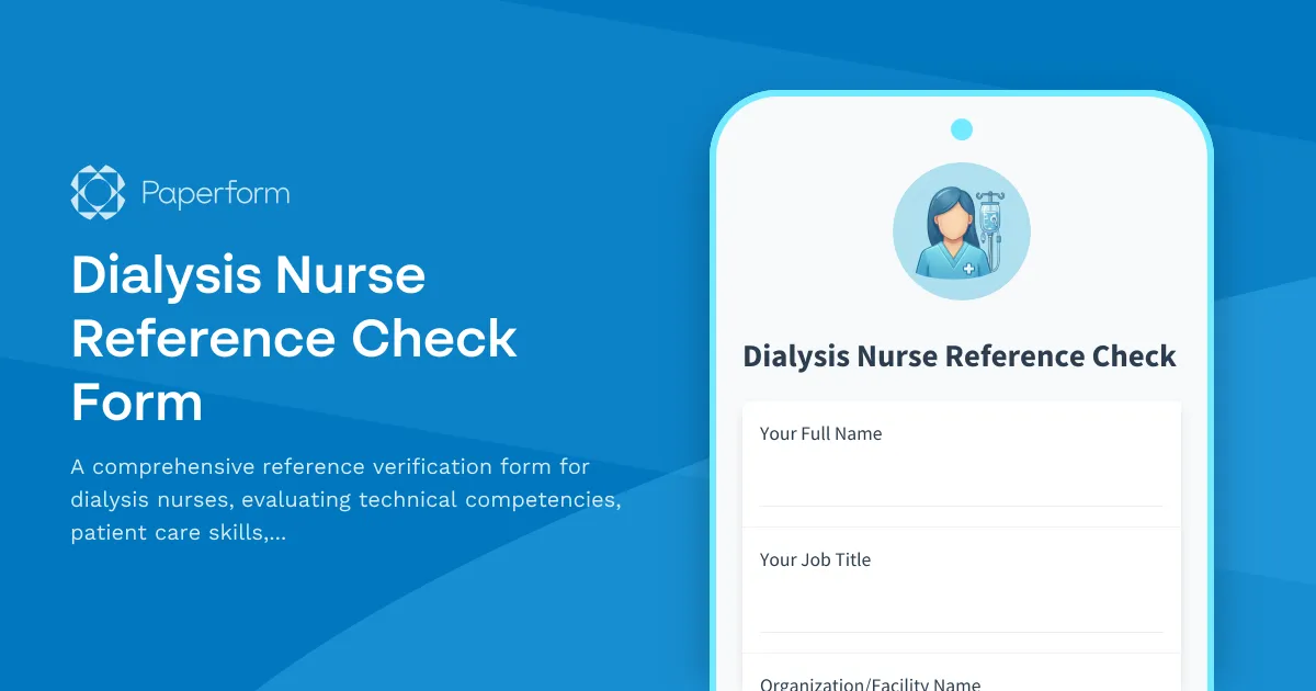 Dialysis Nurse Reference Check Form