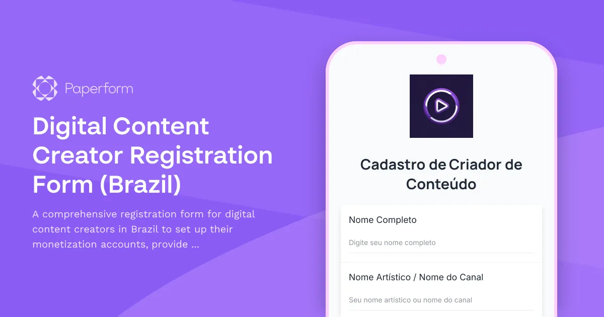 Digital Content Creator Registration Form (Brazil)