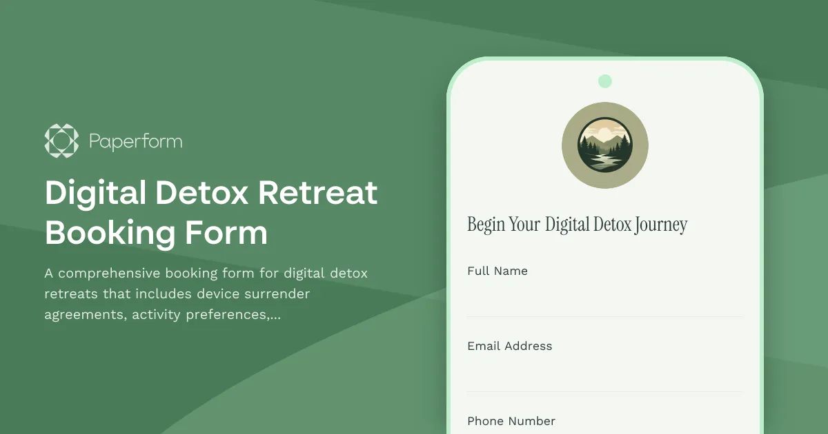 Digital Detox Retreat Booking Form