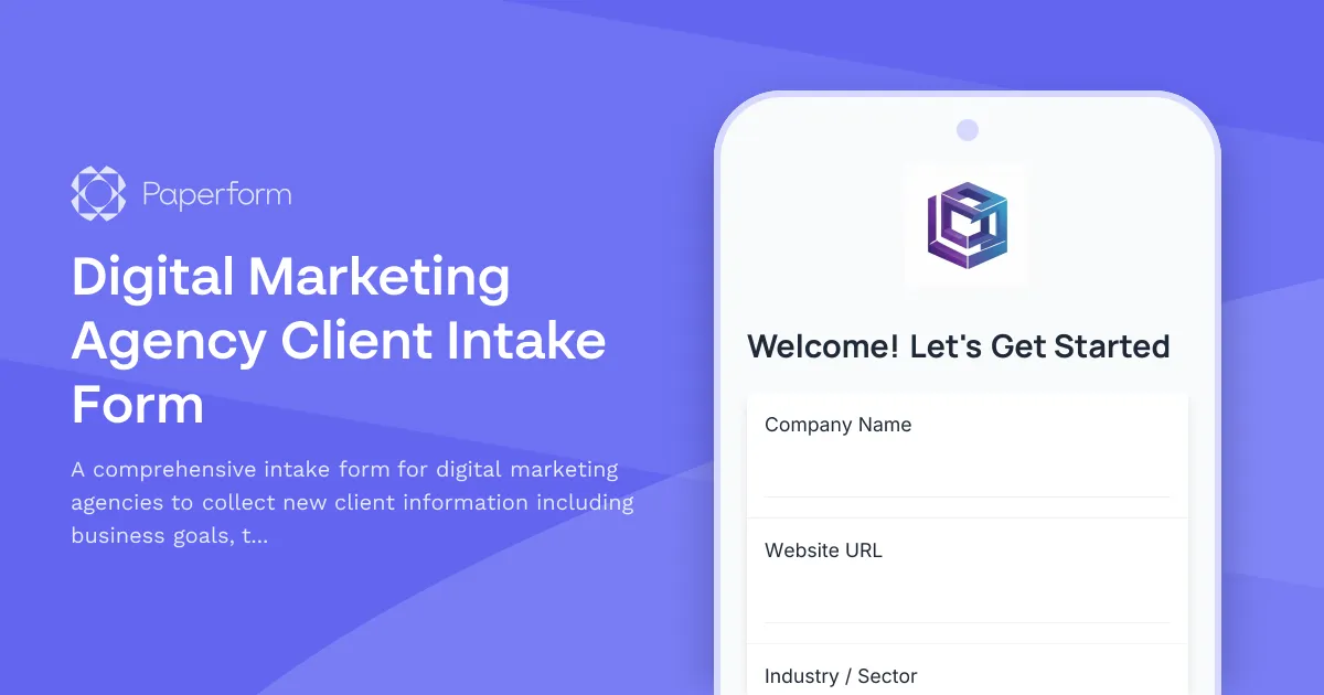 Digital Marketing Agency Client Intake Form