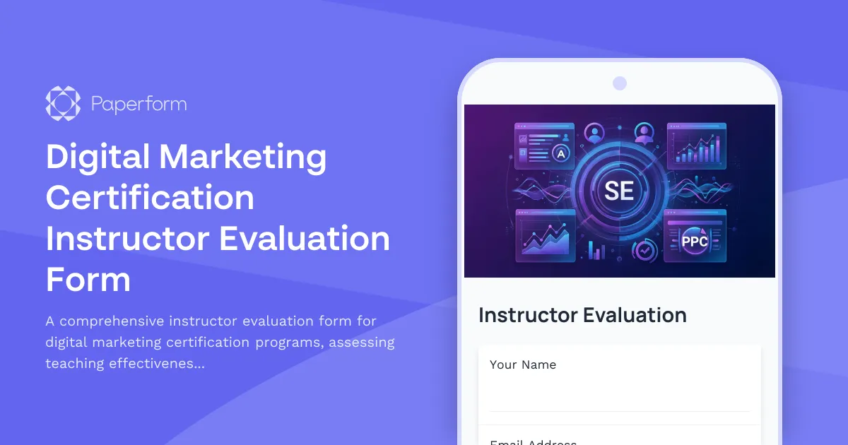 Digital Marketing Certification Instructor Evaluation Form