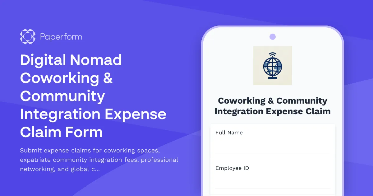Digital Nomad Coworking & Community Integration Expense Claim Form
