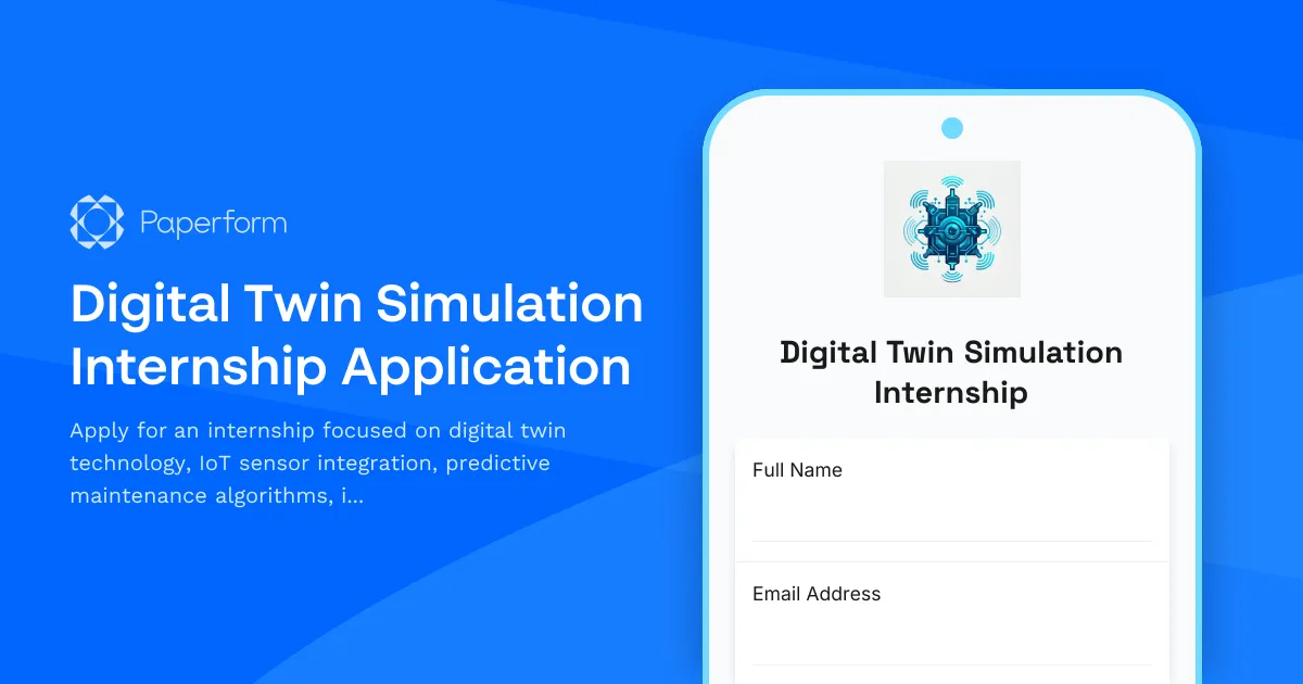 Digital Twin Simulation Internship Application