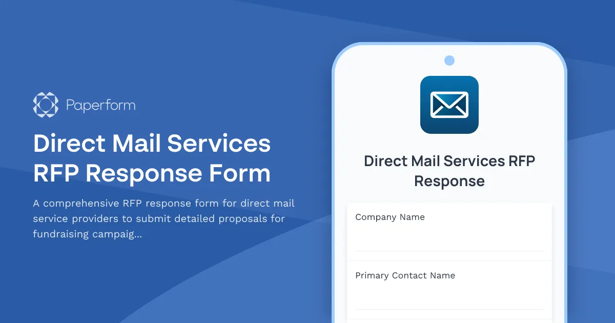 Direct Mail Services RFP Response Form
