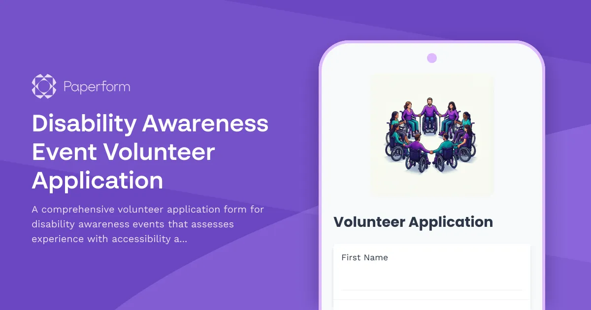 Disability Awareness Event Volunteer Application