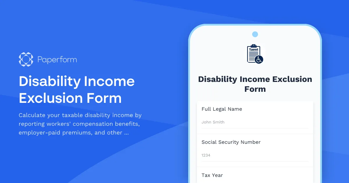Disability Income Exclusion Form