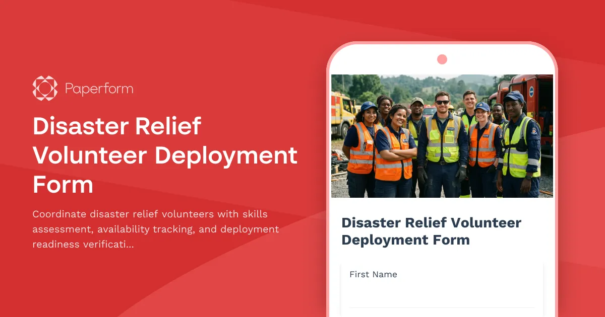Disaster Relief Volunteer Deployment Form