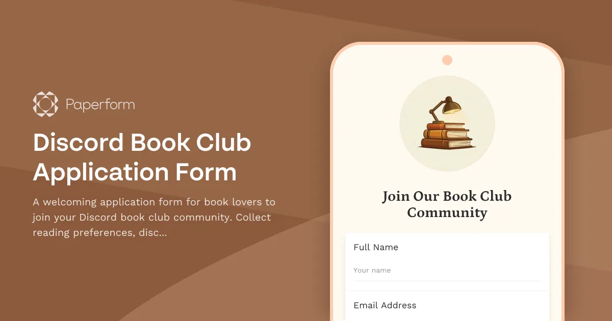 Discord Book Club Application Form