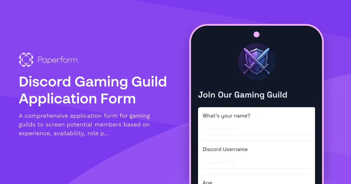 Discord Gaming Guild Application Form