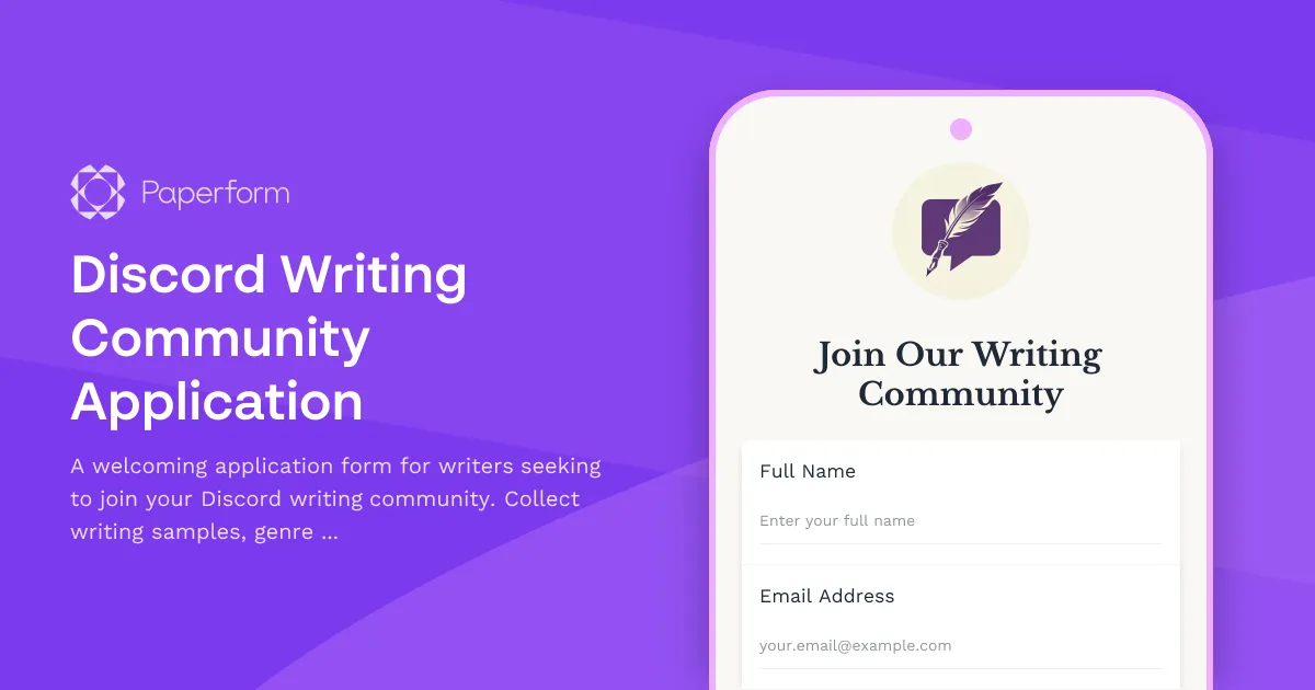 Discord Writing Community Application