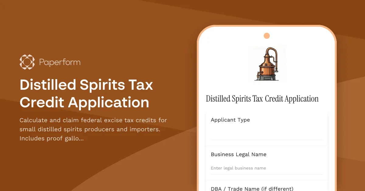 Distilled Spirits Tax Credit Application
