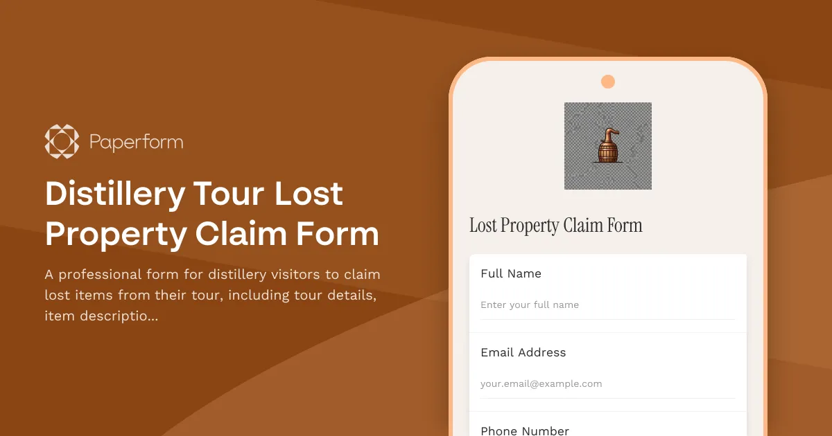 Distillery Tour Lost Property Claim Form