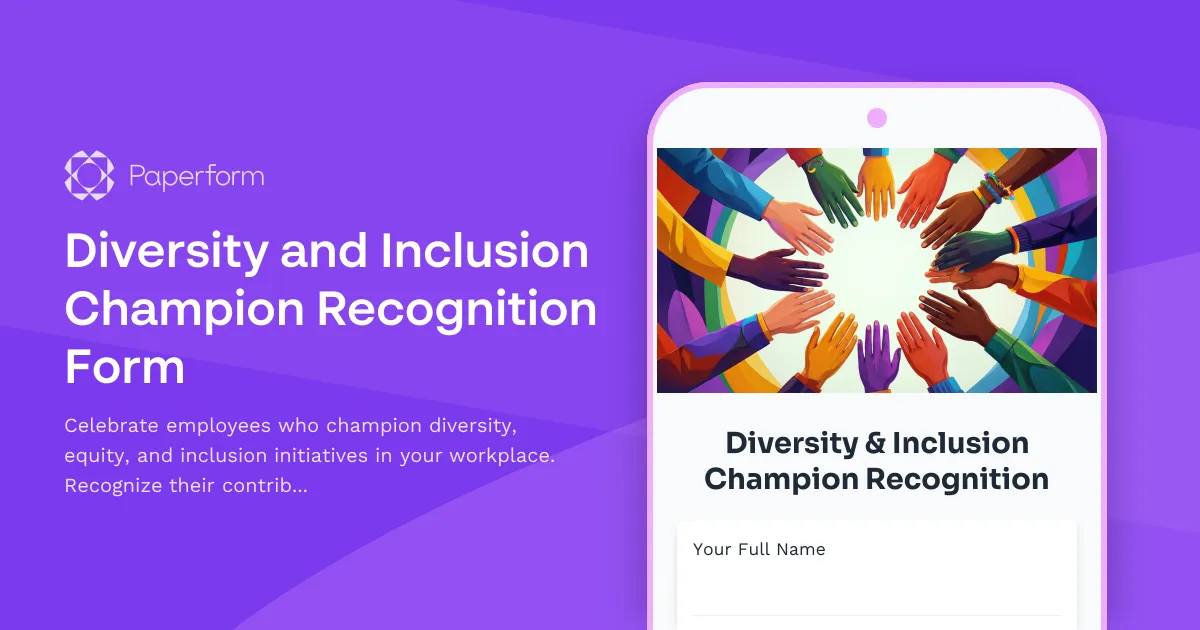 Diversity and Inclusion Champion Recognition Form
