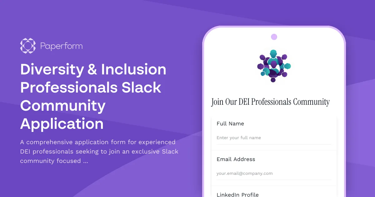 Diversity & Inclusion Professionals Slack Community Application