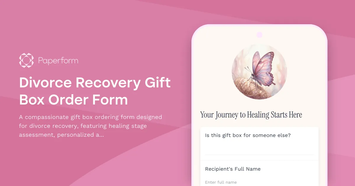 Divorce Recovery Gift Box Order Form