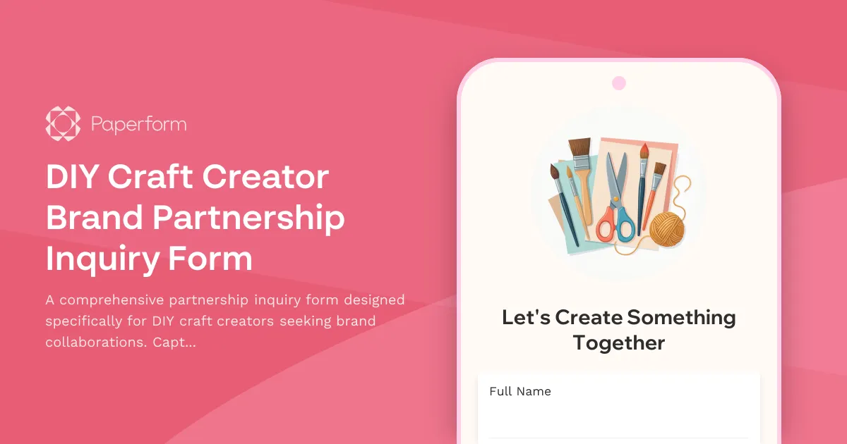 DIY Craft Creator Brand Partnership Inquiry Form