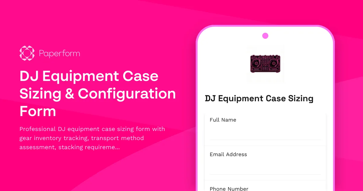 DJ Equipment Case Sizing & Configuration Form