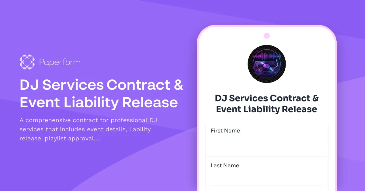 DJ Services Contract & Event Liability Release