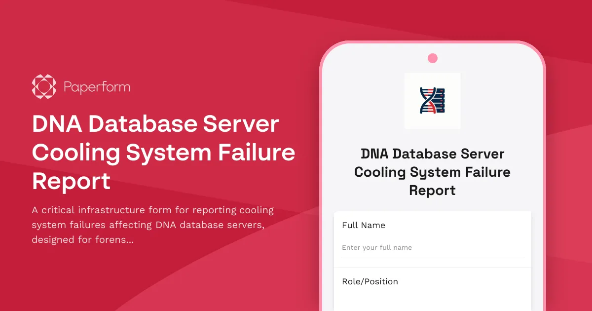 DNA Database Server Cooling System Failure Report