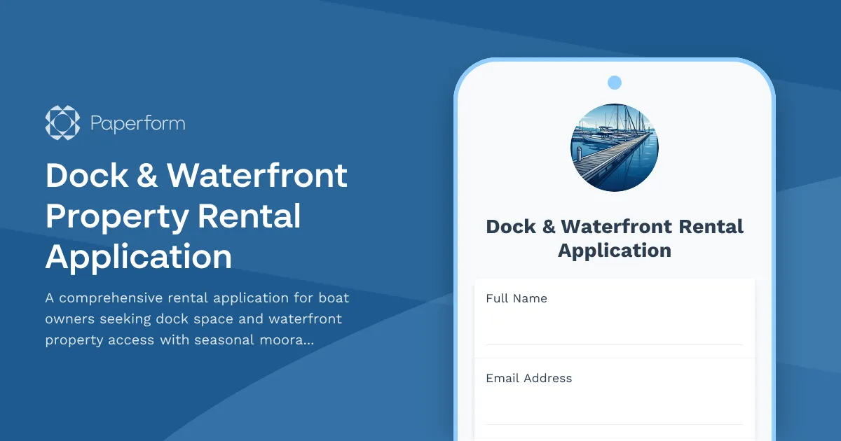 Dock & Waterfront Property Rental Application