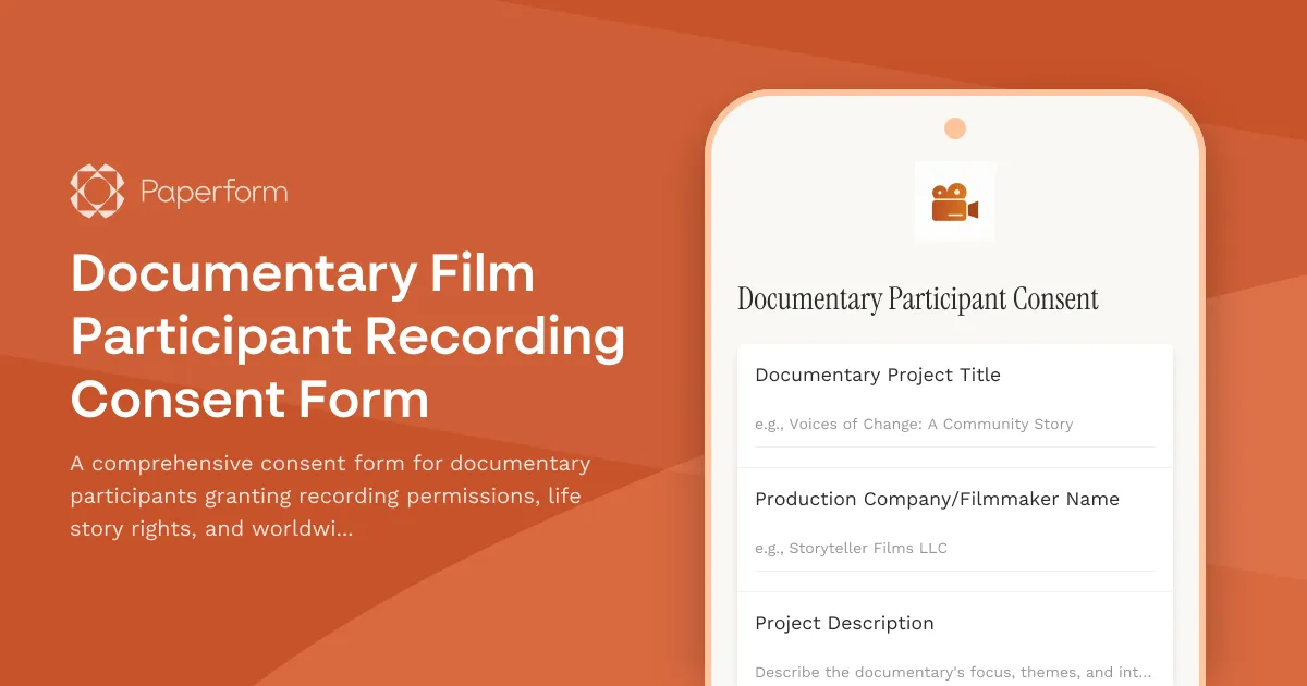 Documentary Film Participant Recording Consent Form