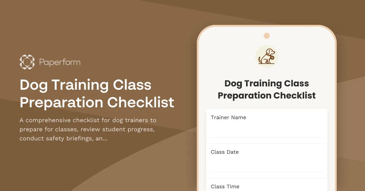 Dog Training Class Preparation Checklist