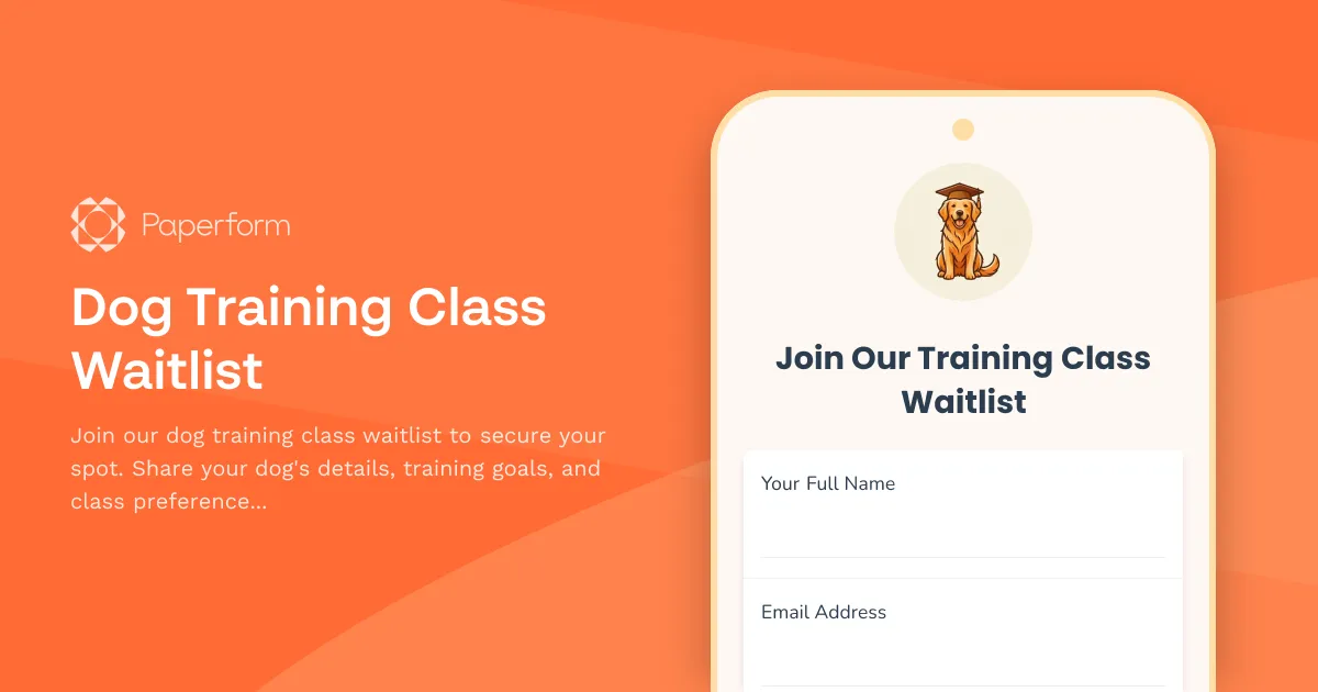 Dog Training Class Waitlist