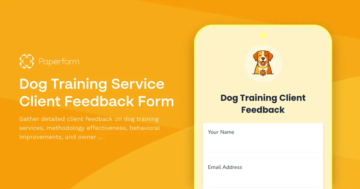 Dog Training Service Client Feedback Form