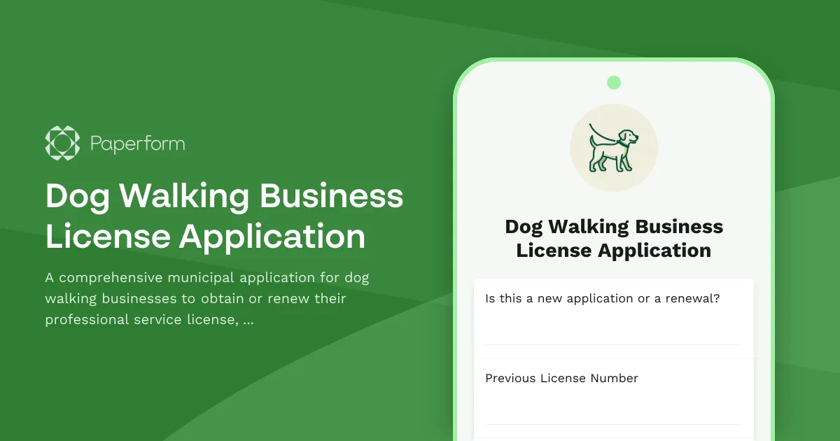 Dog Walking Business License Application