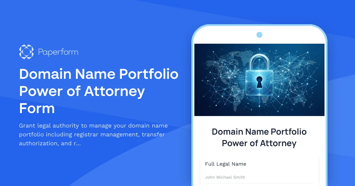 Domain Name Portfolio Power of Attorney Form