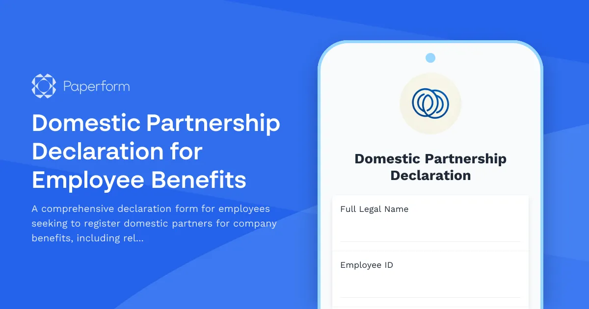 Domestic Partnership Declaration for Employee Benefits