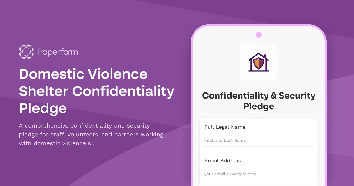 Domestic Violence Shelter Confidentiality Pledge