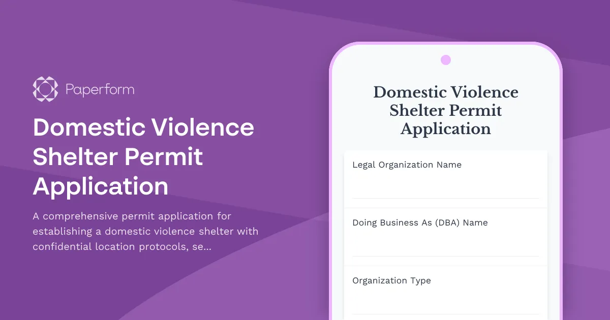 Domestic Violence Shelter Permit Application