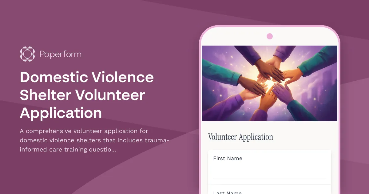 Domestic Violence Shelter Volunteer Application