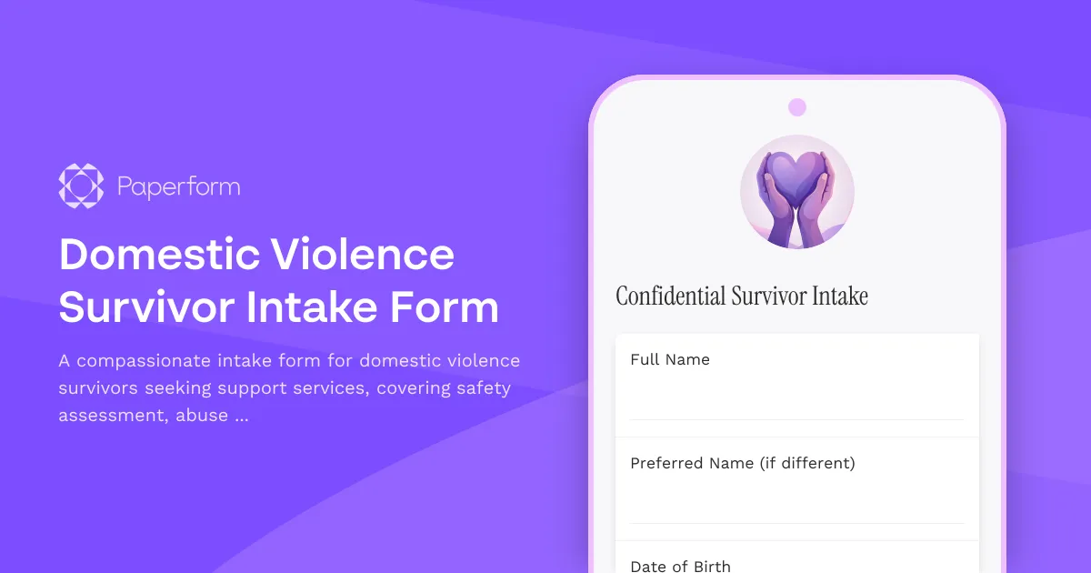 Domestic Violence Survivor Intake Form