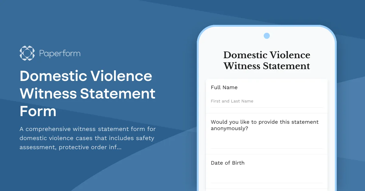 Domestic Violence Witness Statement Form
