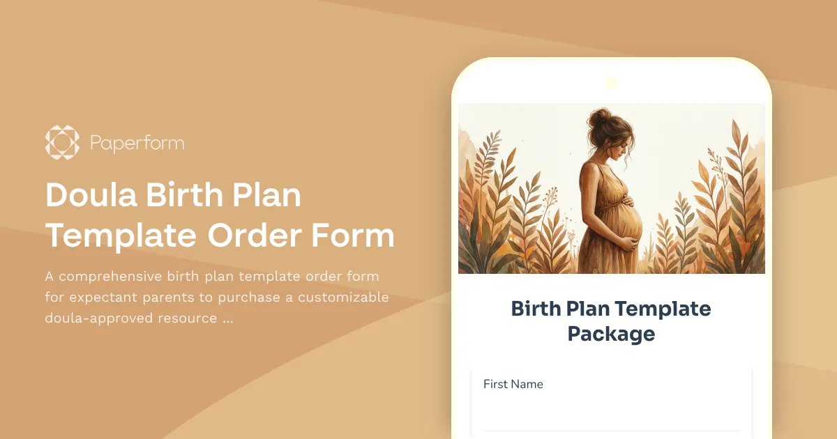 Doula Birth Plan Template Order Form