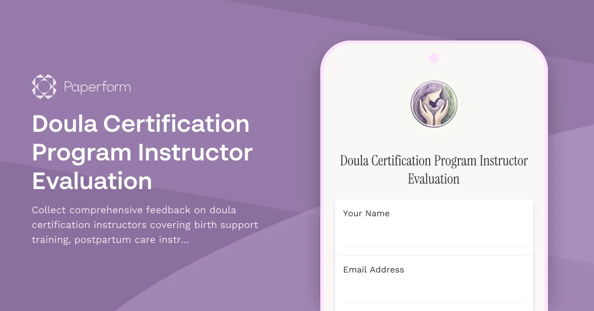 Doula Certification Program Instructor Evaluation