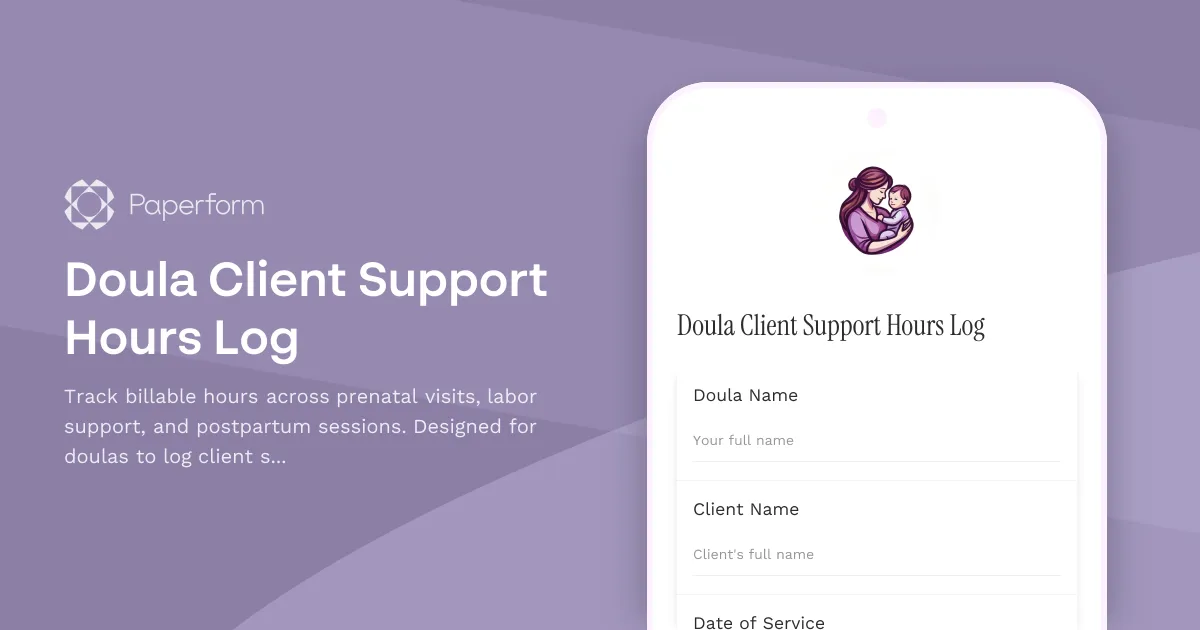 Doula Client Support Hours Log